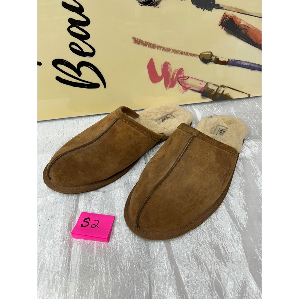 UGG Australia Scuff Chestnut Suede Sheepskin Slippers Mens 12 5776 Brown House